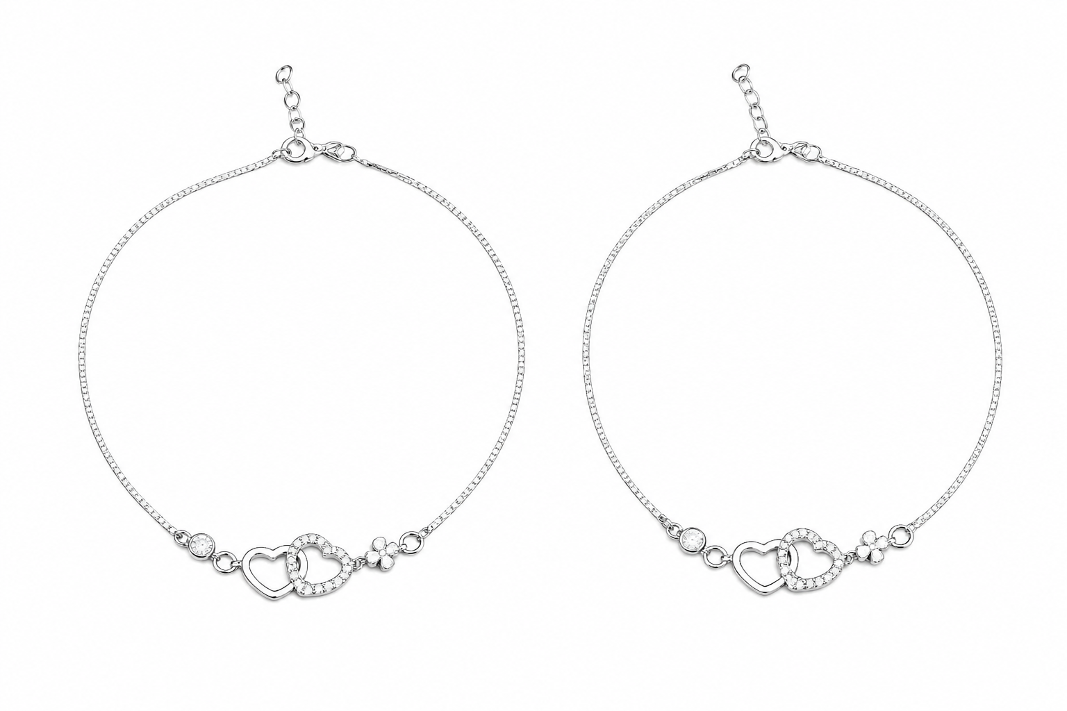 Elegant 925 Silver Heart Anklet for Women Minimal Daily Wear Foot Jewellery