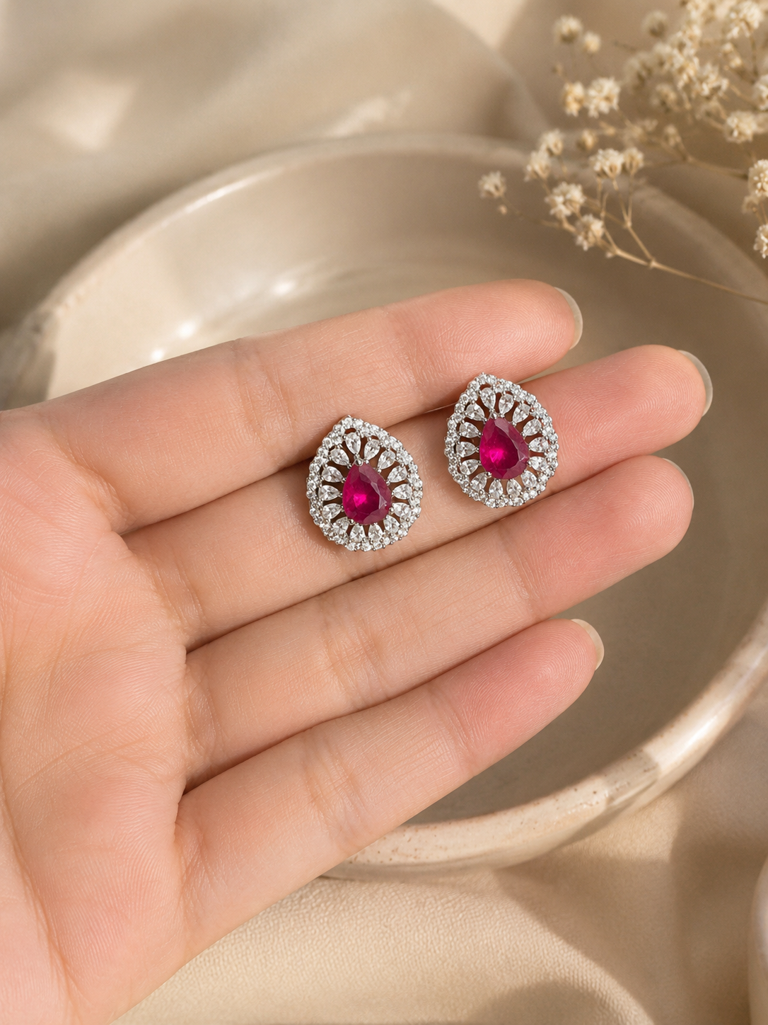 Women's 925 Sterling Silver Pear Cut Cubic Zirconia Earrings