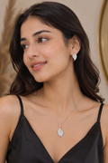 Women's 925 Sterling Silver Leaf Pendant Set