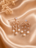 Women's 925 Sterling Silver Rose Gold CZ Pearl Earrings