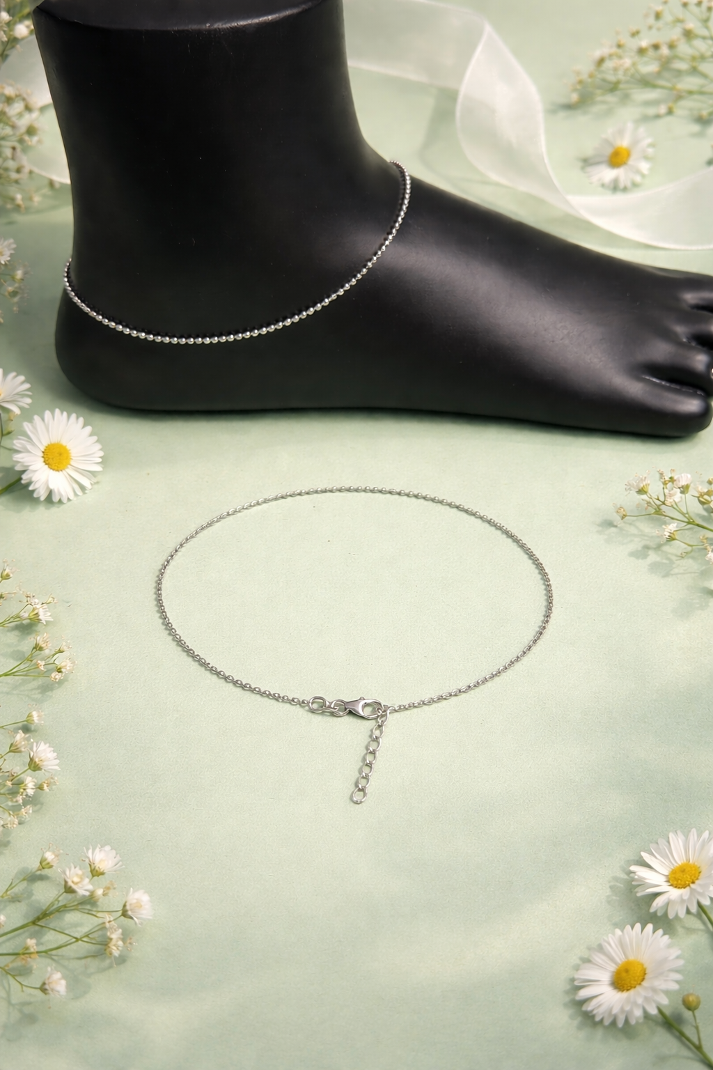 925 sterling silver anklet measurement image