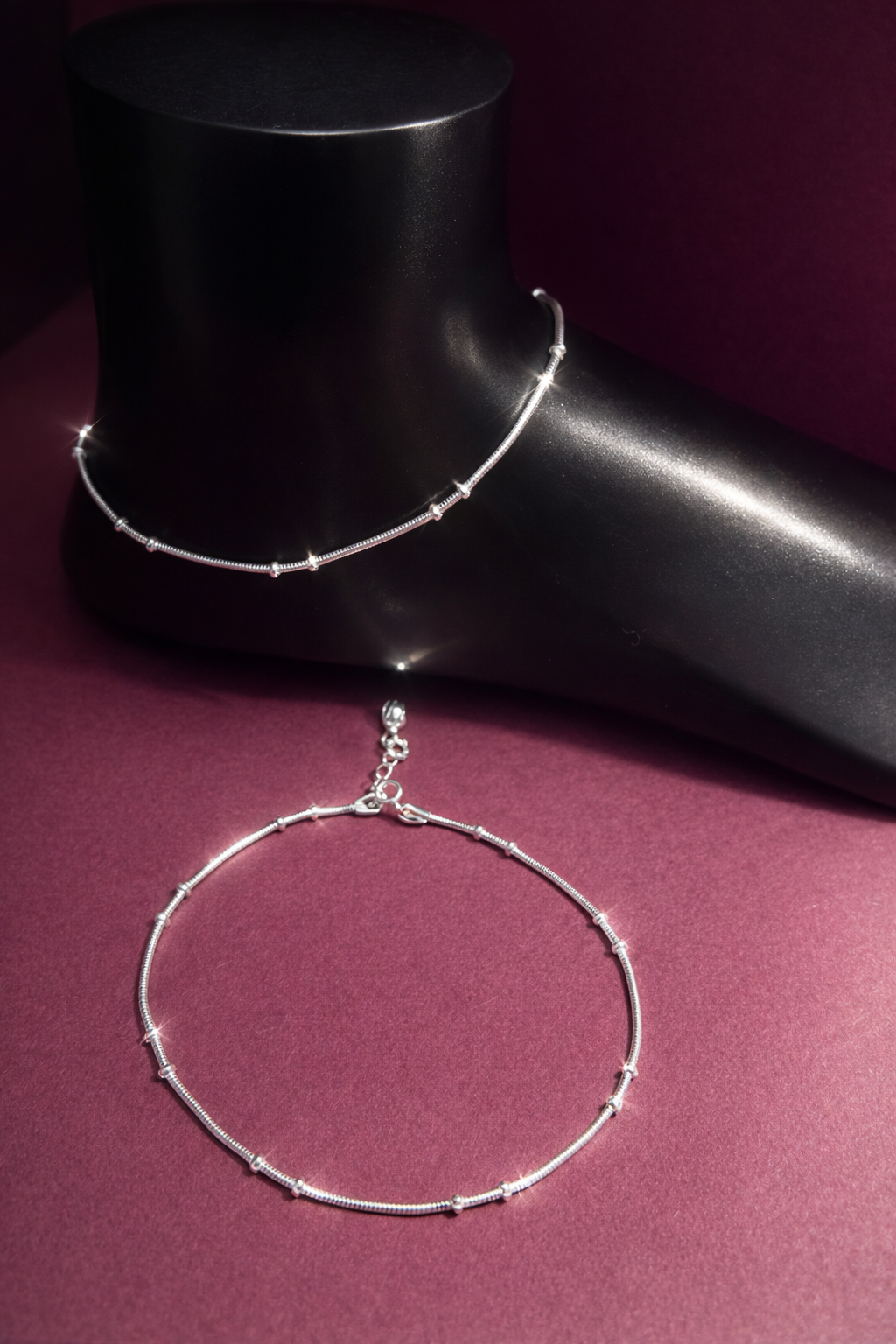 Lightweight 92.5 sterling silver minimal anklets for daily wear