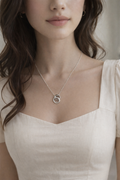 Twin round silver pendant chain Cartier inspired design