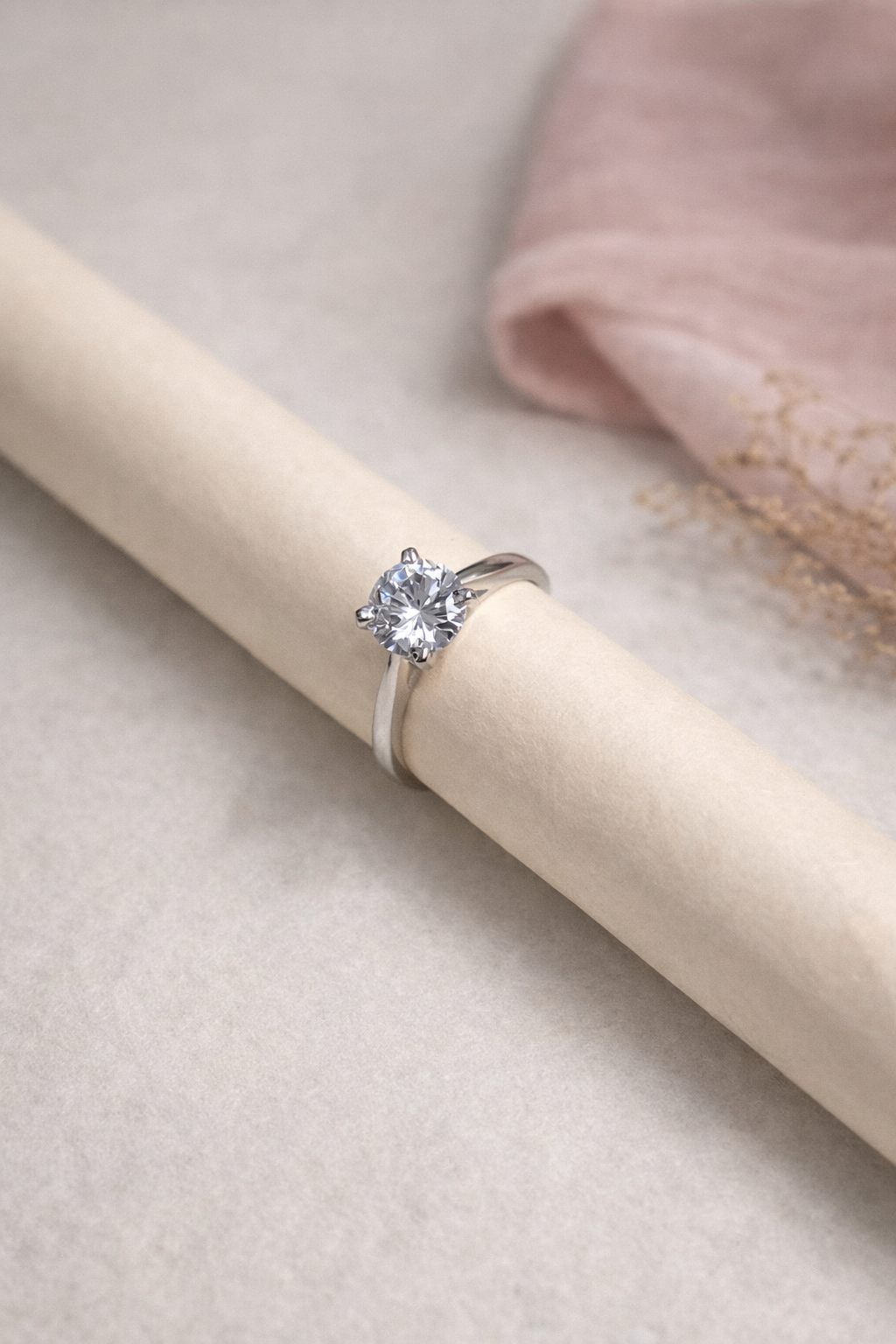 classic 92.5 silver solitaire engagement ring side view