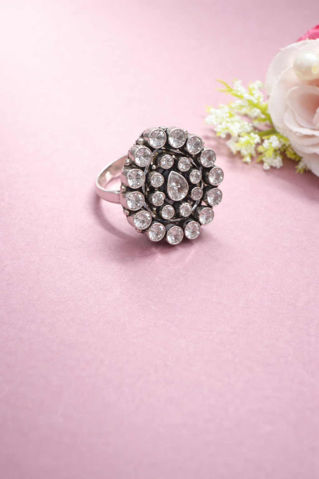 ethnic silver ring for women