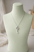 Classic zircon key chain necklace in 925 sterling silver