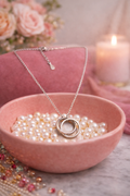 Elegant silver twin round pendant necklace