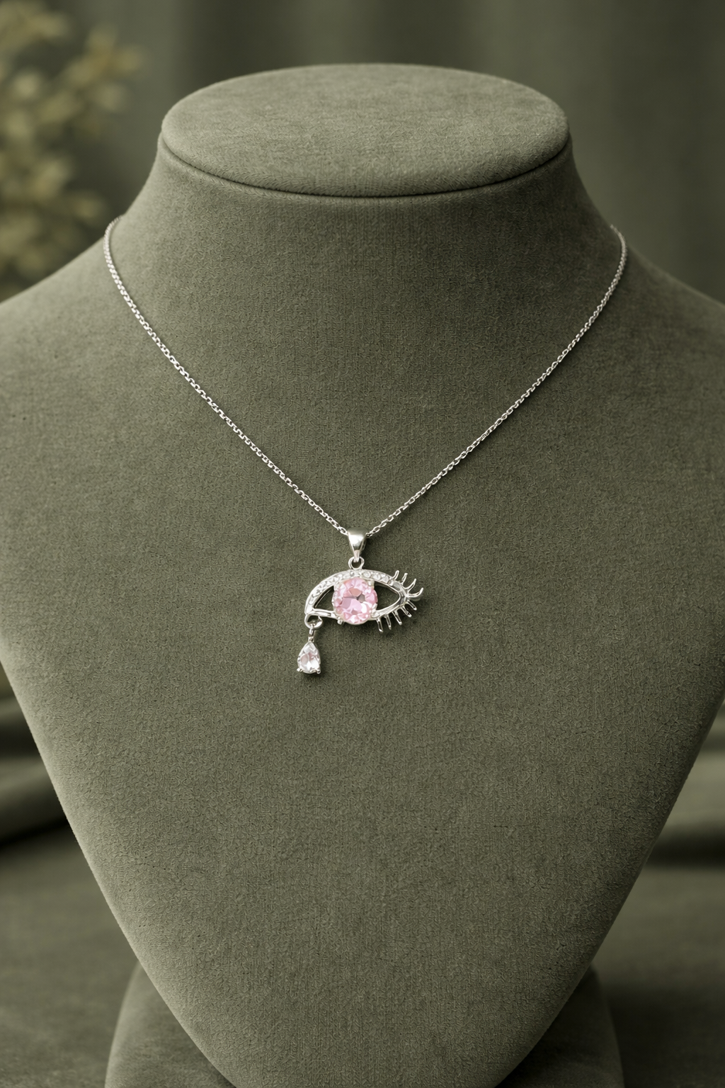 Designer pink pendant chain in 925 sterling silver