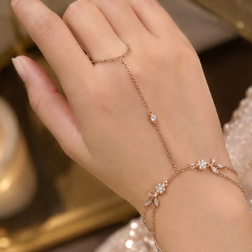 Rose gold polish butterfly hand bracelet