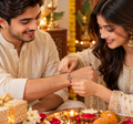 silver anchor Raksha Bandhan rakhi with cotton thread