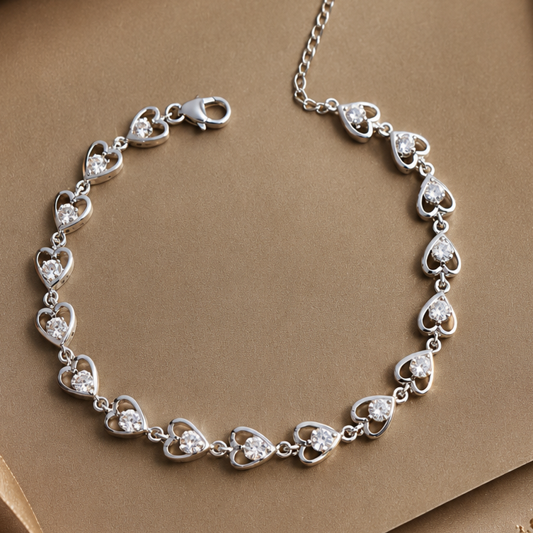Premium 925 sterling silver heart bracelet for women