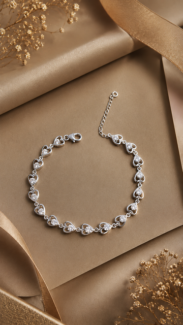 Premium 925 sterling silver heart bracelet for women