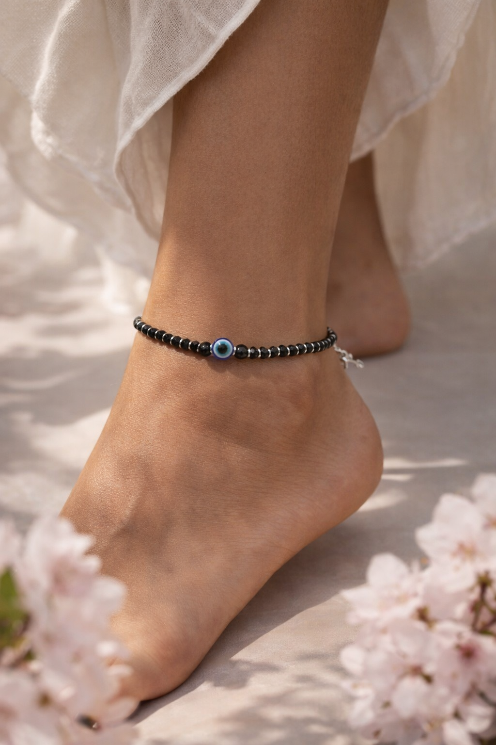 silver slider nazariya anklet single piece