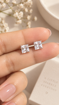 925 sterling silver square cut CZ stud earrings