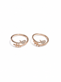 Stylish rose gold toe ring pair with sparkling stones