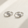 Adjustable silver double stone toe rings
