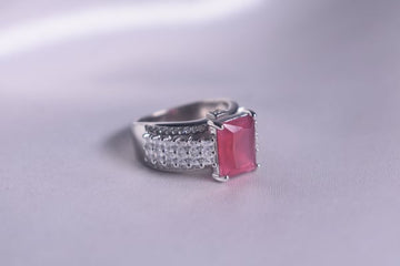 Rings for women with white and red stone sterling 925 silver ring