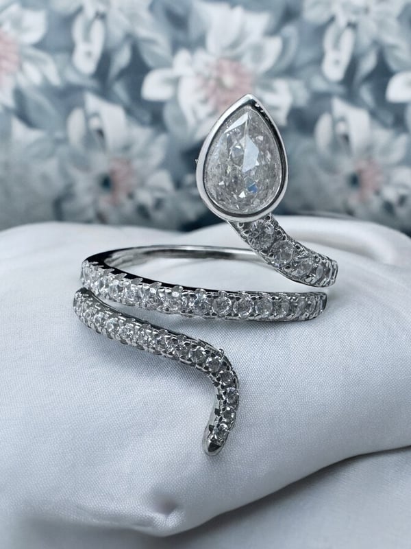 Snake Shape Ring saroski studded ring in 925 Silver