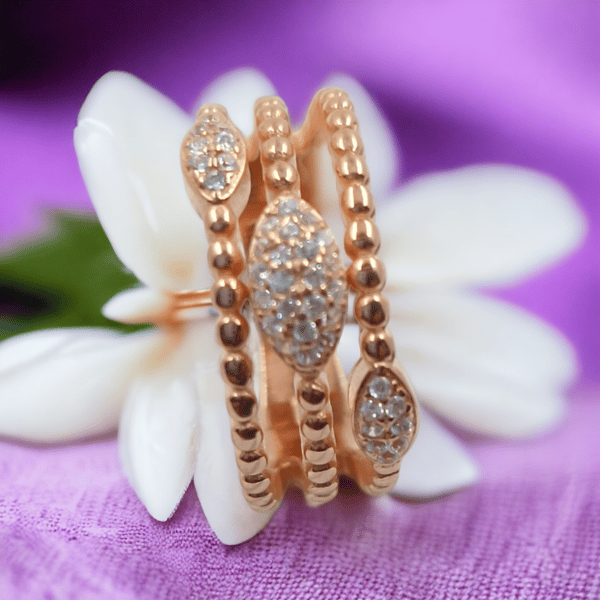 925 Silver Beautifully designed in three layers rose gold ring for women