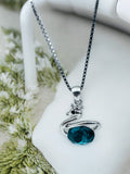 Beautiful Swan chain with Semi precious green stone in 92.5 HM Silver