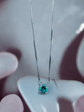 Stunning chain pendant set with light sea green stone in circle shape in 92.5 HM Silver