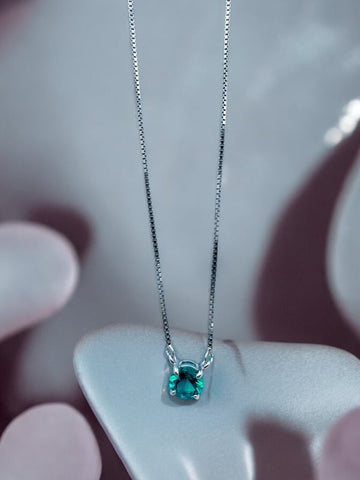 Stunning chain pendant set with light sea green stone in circle shape in 92.5 HM Silver