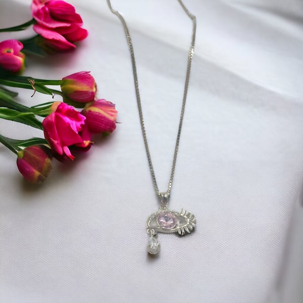 Designer Pink Pendant Chain for Women & Girls 925 Sterling Silver