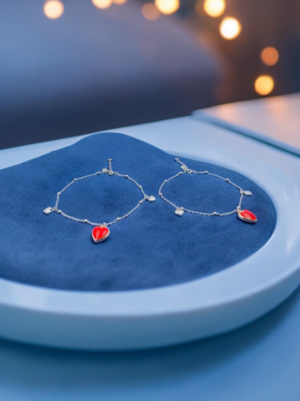 Elegant Red chams anklet in 92.5 HM Silver