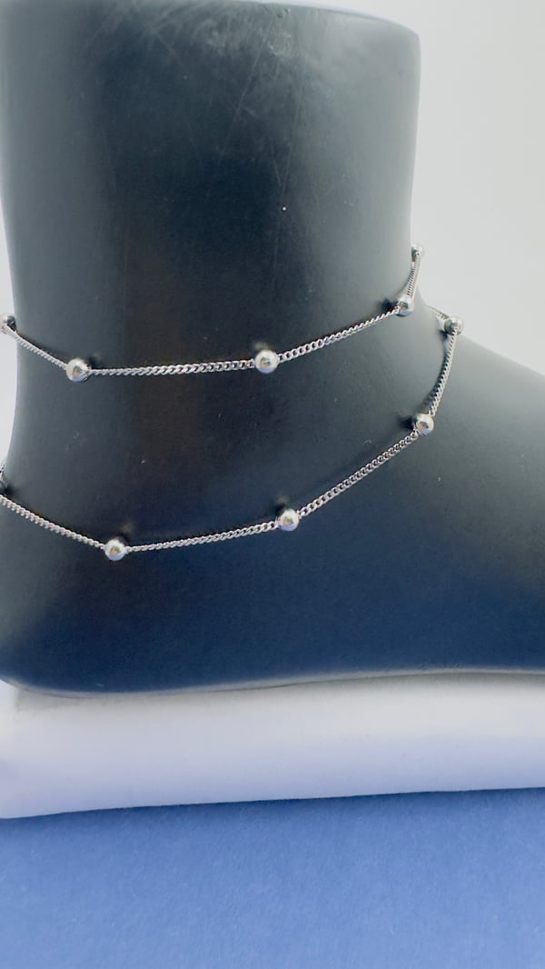 Sophisticated 925  Silver Beads Anklet