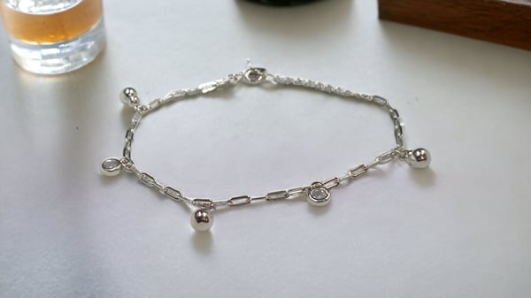 White rodium 925 silver Balls Bracelet