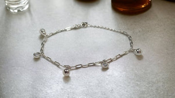 White rodium 925 silver Balls Bracelet