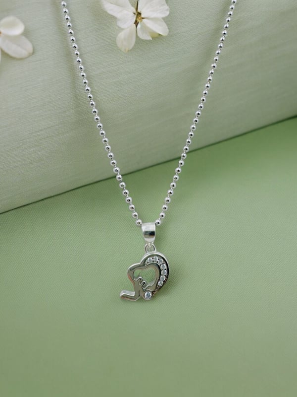 Heart Shaped Pendant (only Pendent) with sarvoski in 925 Sterling
