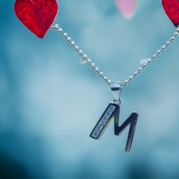 M Alphabet with studded Saroski (only pendent) 92.5 HM Silver