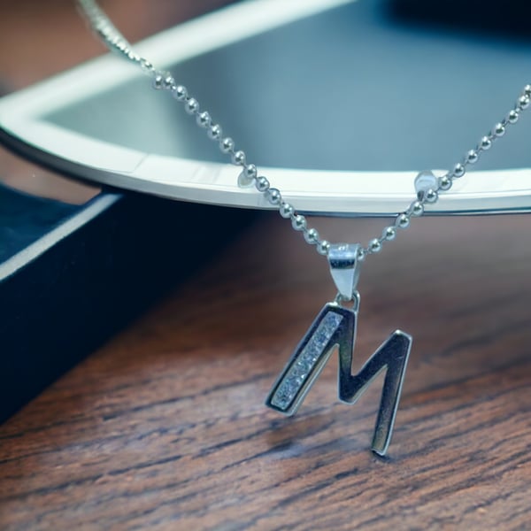 M Alphabet with studded Saroski (only pendent) 92.5 HM Silver