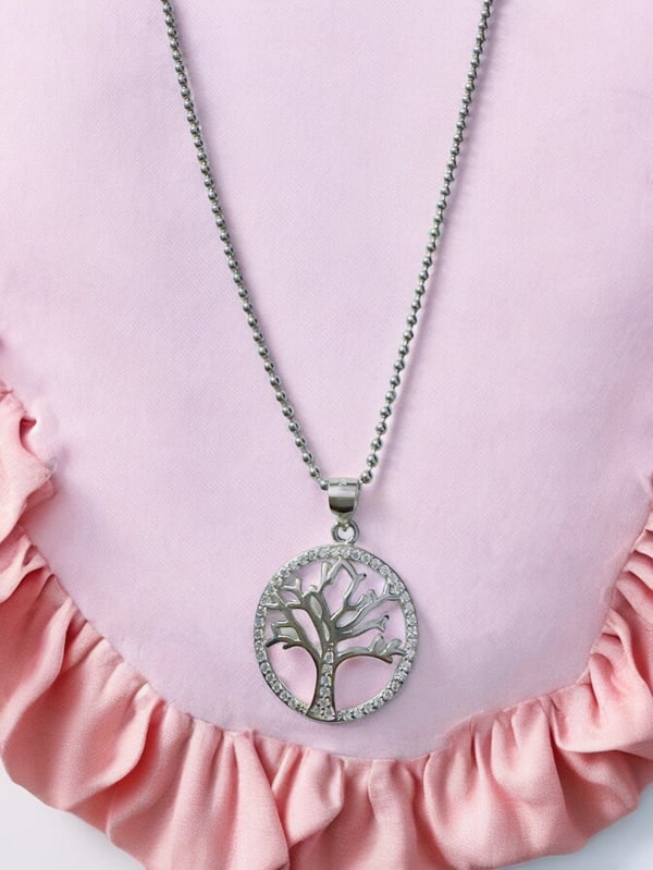 Bayan tree pendent with sleek look (only Pendent) in 92.5 HM Silver