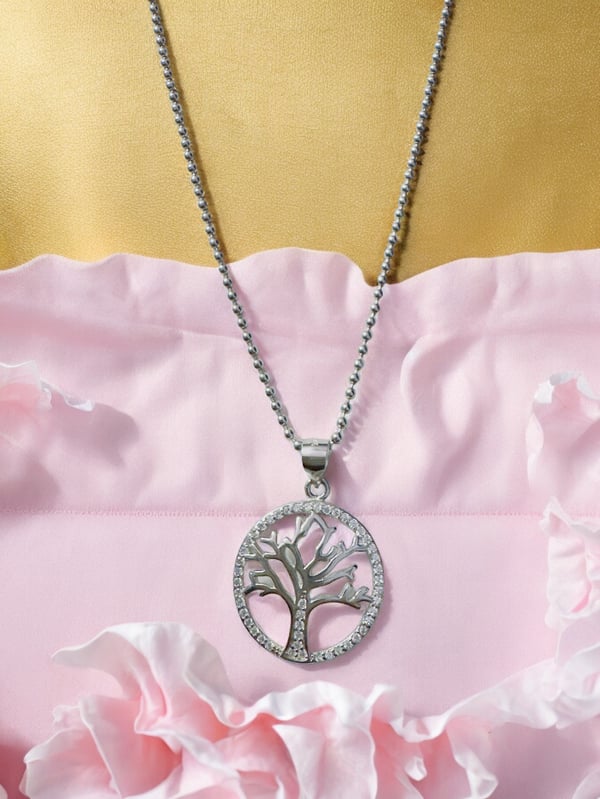 Bayan tree pendent with sleek look (only Pendent) in 92.5 HM Silver