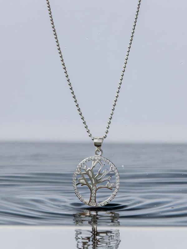 Bayan tree pendent with sleek look (only Pendent) in 92.5 HM Silver
