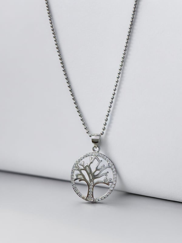 Bayan tree pendent with sleek look (only Pendent) in 92.5 HM Silver