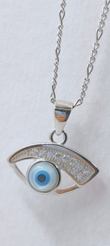 Evil Eye Pendent with studded saroski for evil eye protection in 92.5 HM Silver (Only Pendent)