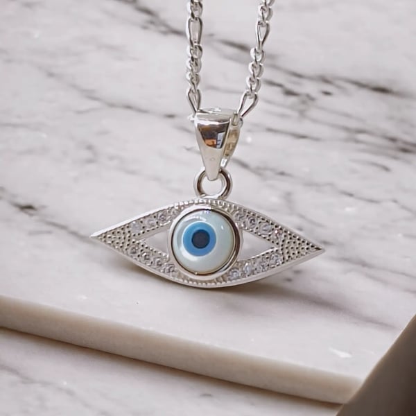 Evil Eye Pendent with studded saroski for evil eye protection in 92.5 HM Silver (Only Pendent)