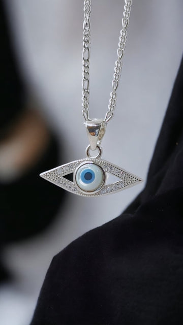 Evil Eye Pendent with studded saroski for evil eye protection in 92.5 HM Silver (Only Pendent)