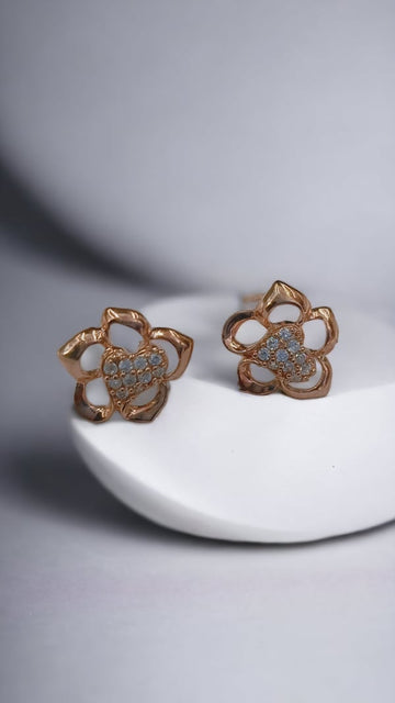 925 Silver Women Rose Gold Polish Stud Earrings