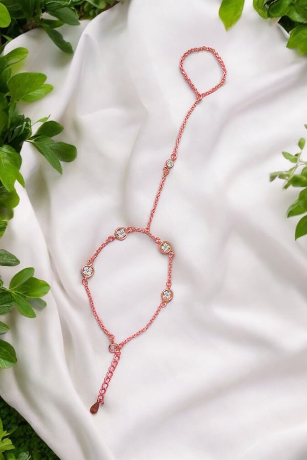 Rose Gold Floral Finger Chain and bracelet in 925 Silver Bracelets