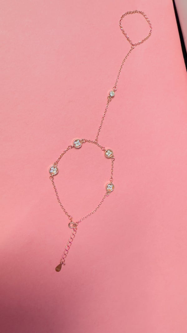Rose Gold Floral Finger Chain and bracelet in 925 Silver Bracelets