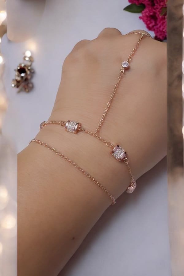 Rose Gold Finger chain 925 Silver Bracelets