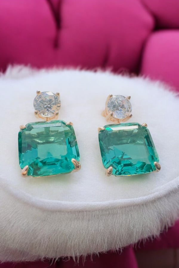 Silver Green Tourmaline Earrings in 92.5 HM Silver