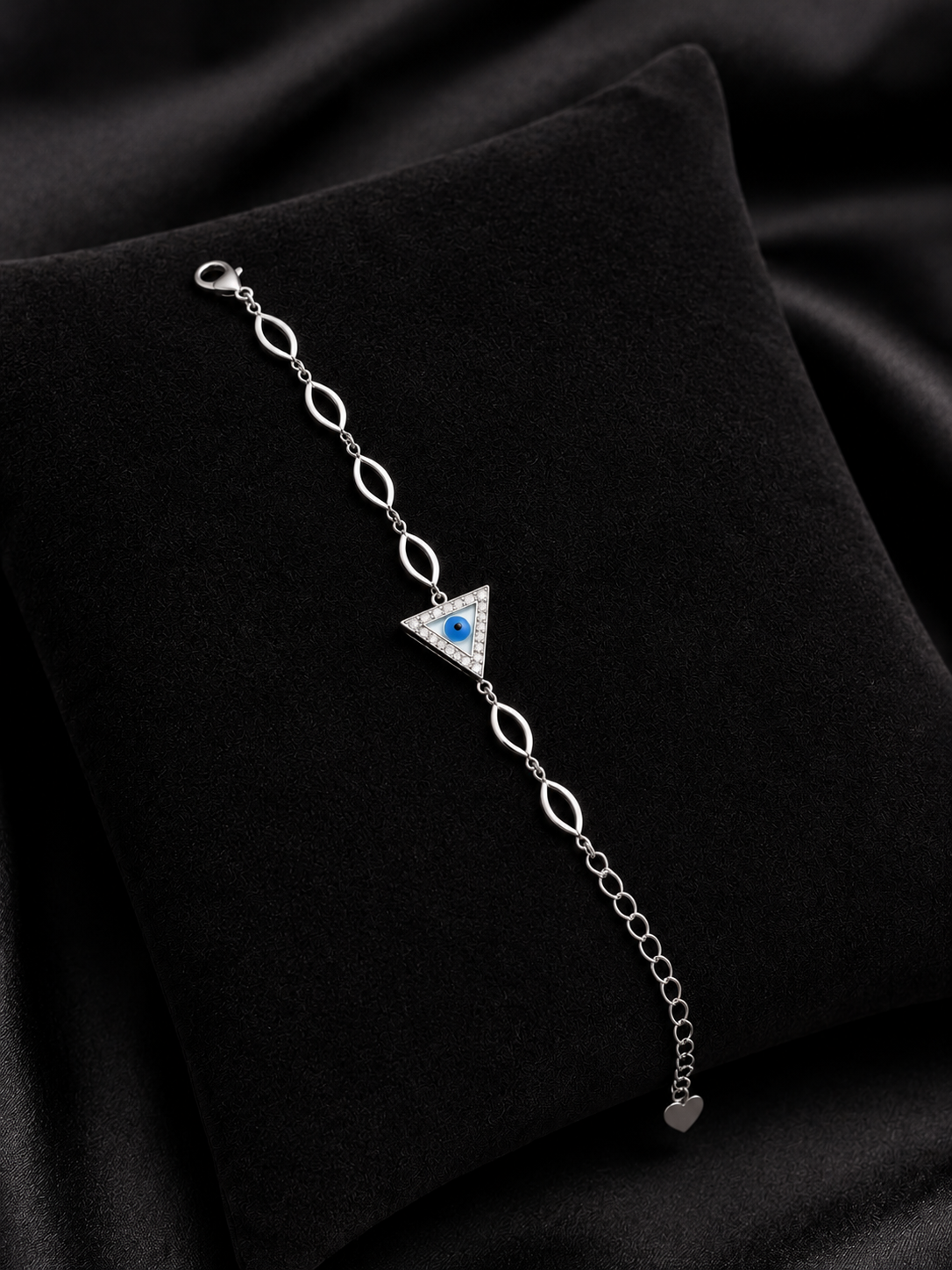 blue evil eye triangle bracelet