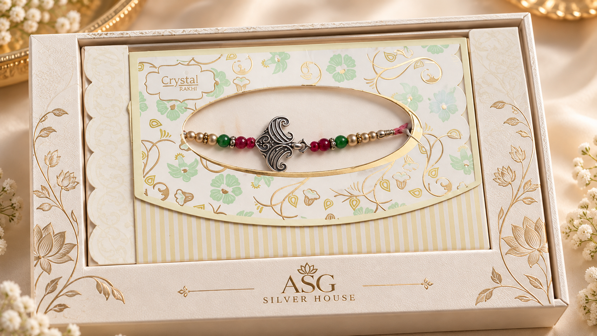 traditional cotton thread rakhi with 92.5 sterling silver anchor