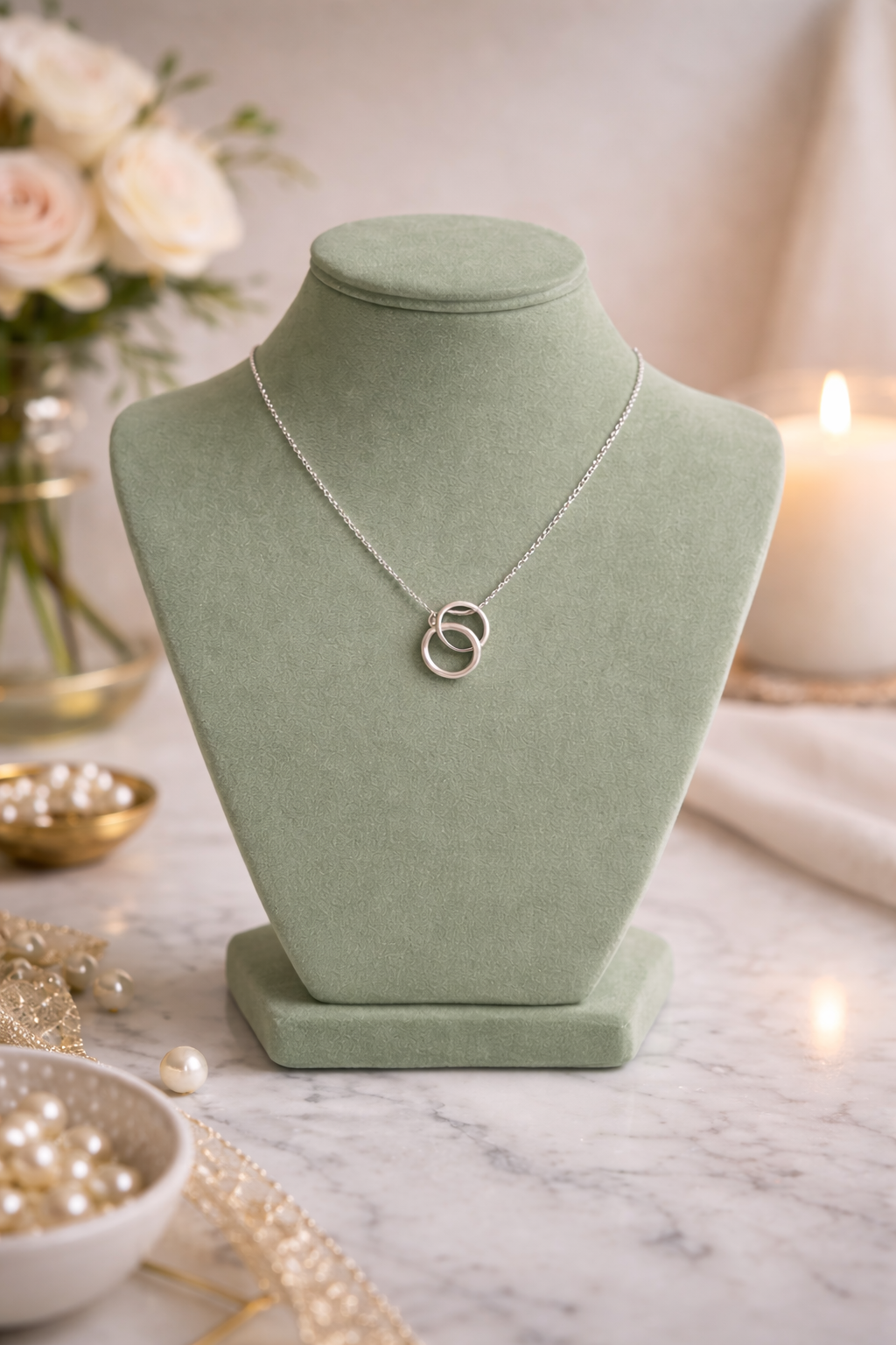 925 sterling silver twin round pendant chain