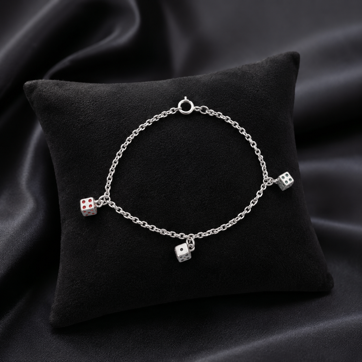 Modern silver chain bracelet with charm
